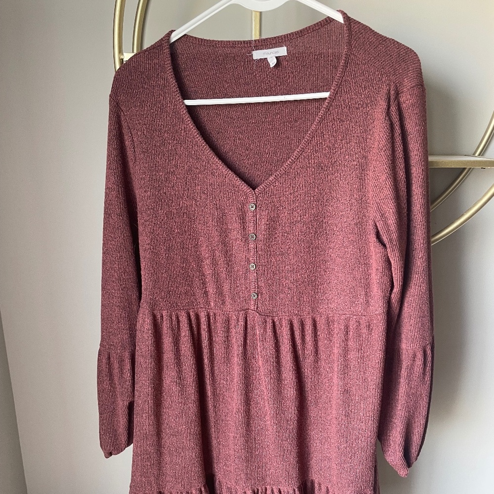 Burgundy Tiered Knit Dress